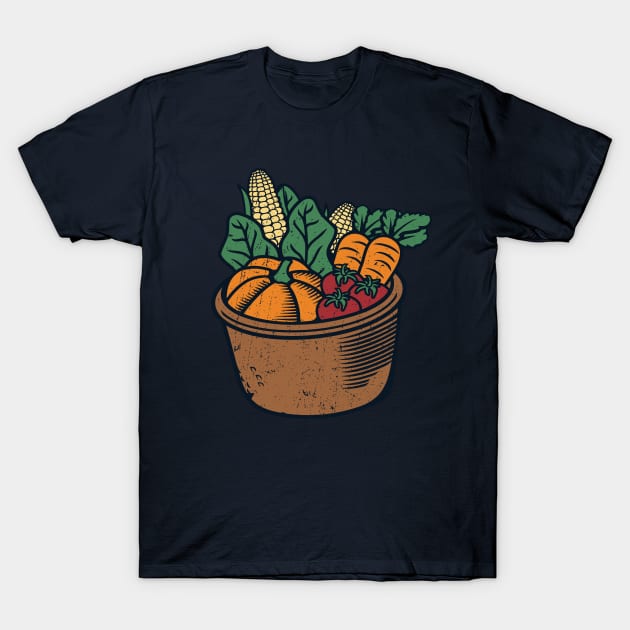 Cute Vegetables and Fruits T-Shirt by LineXpressions